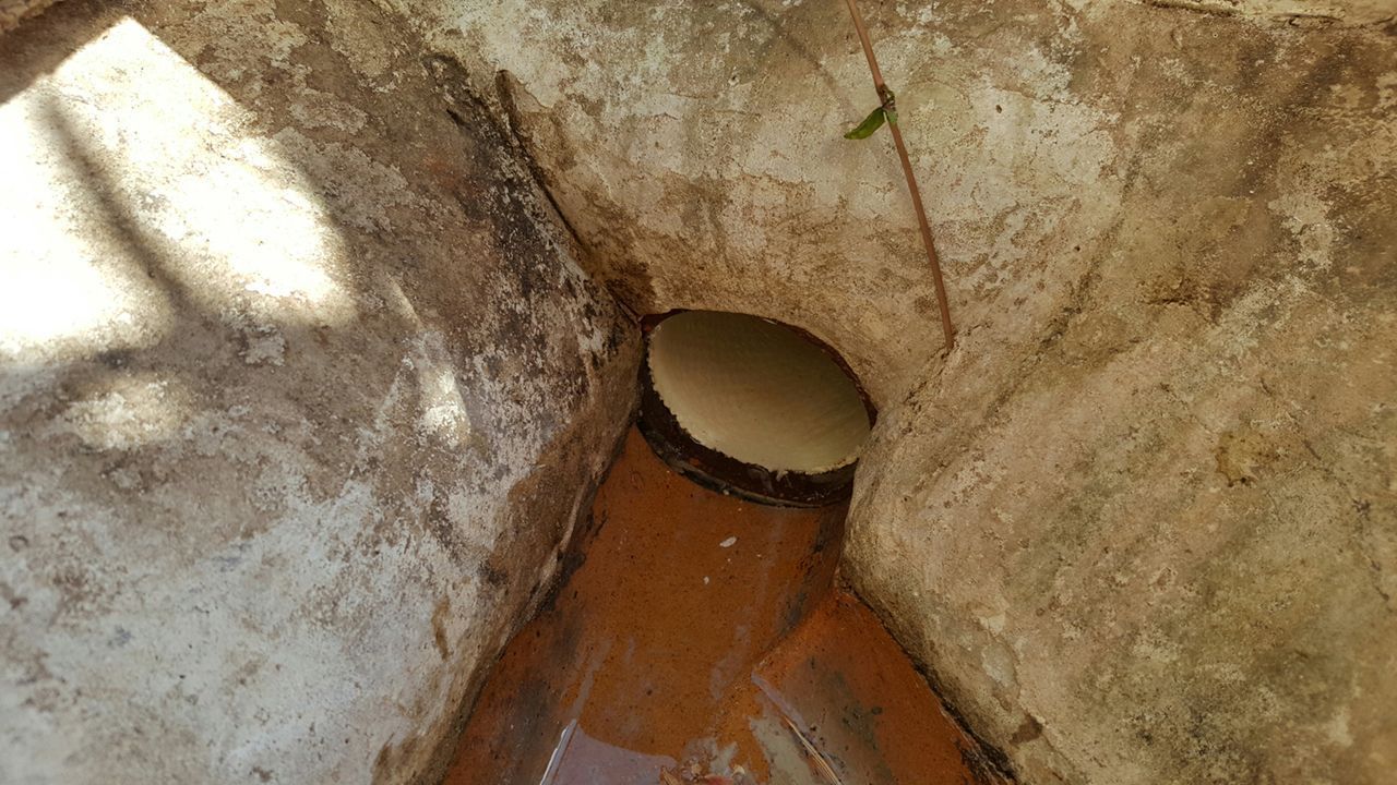 The inside of a drain taken from above