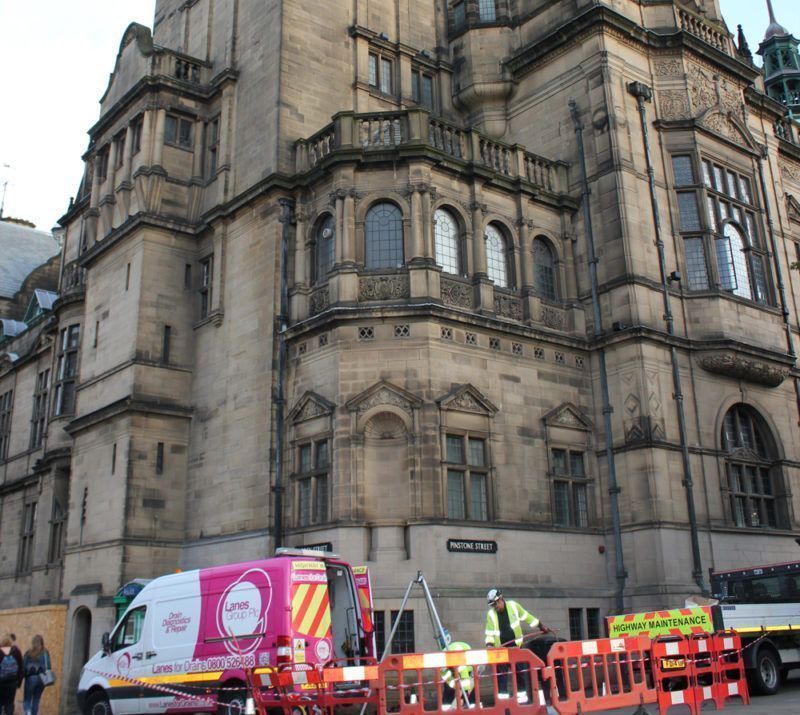 Lanes Group Sheffield at the Sheffield Town Hall conducting relining CI[PP and CCTV works